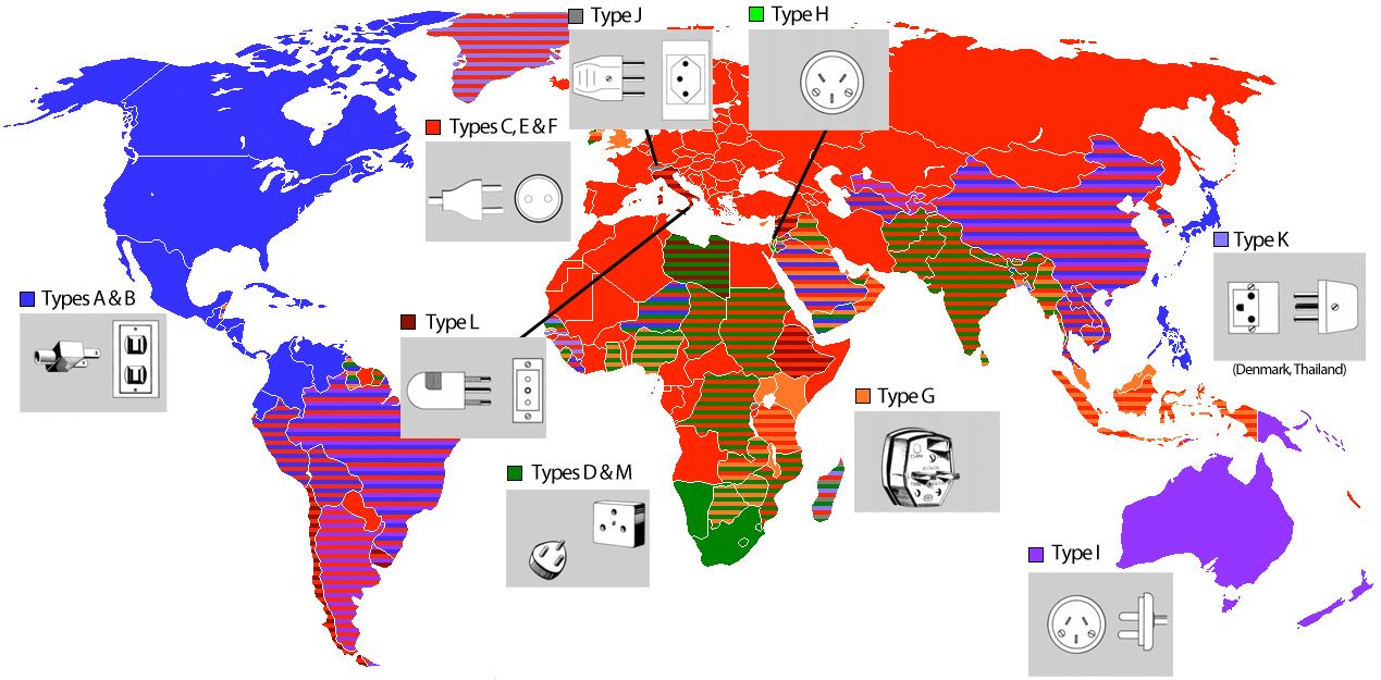 map with electrical outlet types